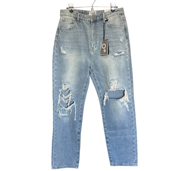 Insane Gene Mid-Rise Loose Fit Light Wash Distressed Jeans Womens Size 11 / 29W - Picture 1 of 16